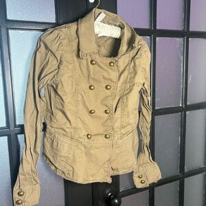 LOFT Army Green Double Breasted Utility Jacket Size 6